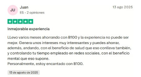 Cuenta remunerada B100 opiniones