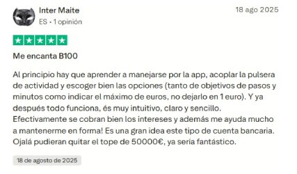 Cuenta remunerada B100 opiniones