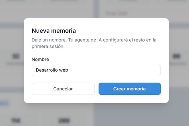 Modal de Encuora para crear nueva memoria persistente
